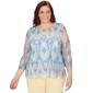 Plus Size Alfred Dunner Out Of The Blue Dramatic Ikat Scallop Tr - image 1