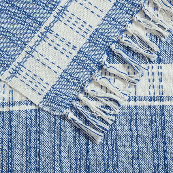 Palm Aire Charleston Blue/White Stripe Cotton Throw Blanket