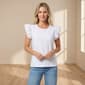 Womens Nanette Lepore Ruffle Cap Sleeve Round Neck Solid Blouse - image 1