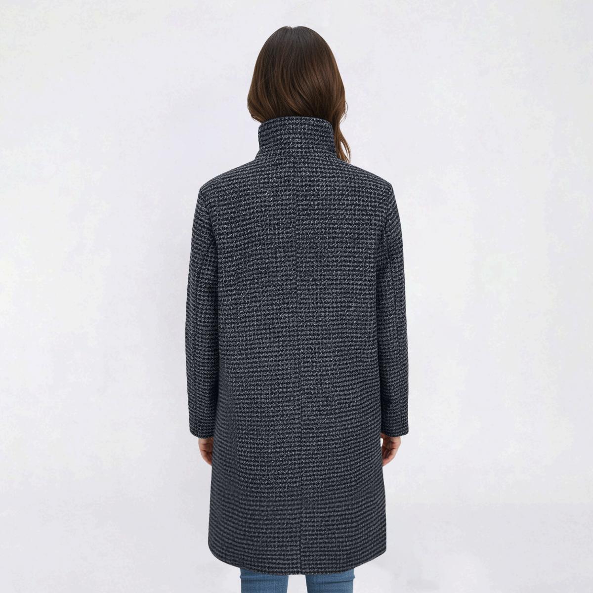 Plus Size Nine West Plaid Full Zip Faux Wool Coat