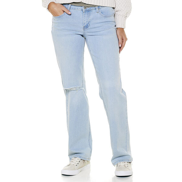 Juniors California Vintage Low Rider Distressed Denim Jeans - image 