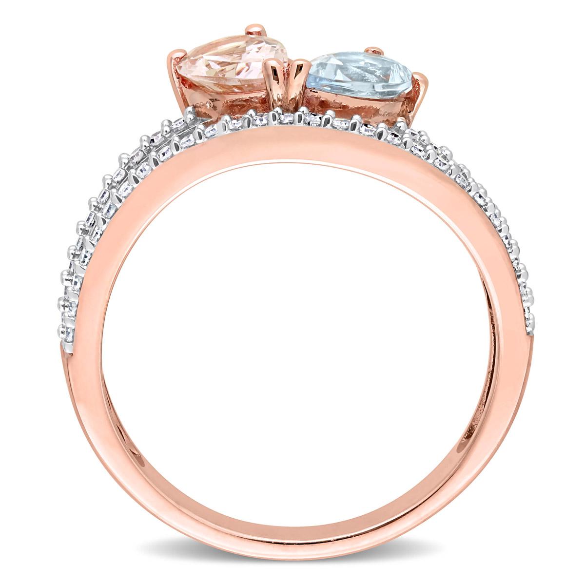 Gemstones Classics™ 10kt. Rose Gold Morganite & Aquamarine Ring