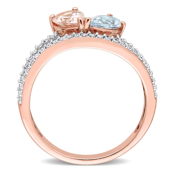 Gemstones Classics&#8482; 10kt. Rose Gold Morganite & Aquamarine Ring