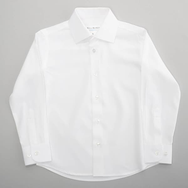Boys (4-7) Bill Blass Long Sleeve Solid Dress Shirt - White - image 