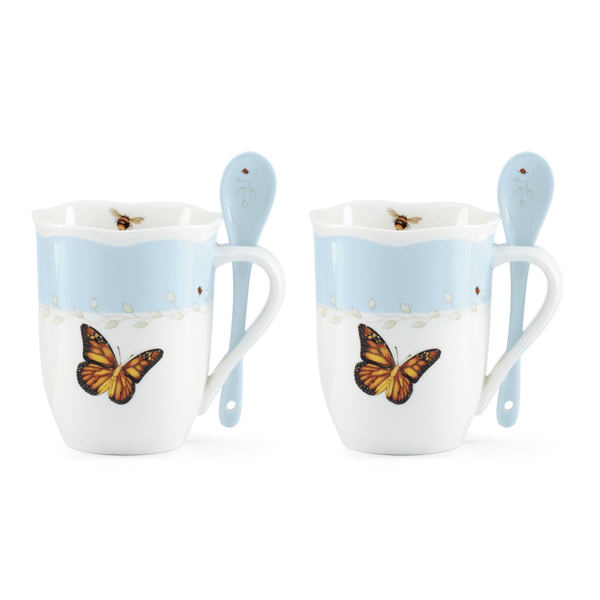 Lenox® Butterfly Meadow® Blue Mugs with Spoons - image 
