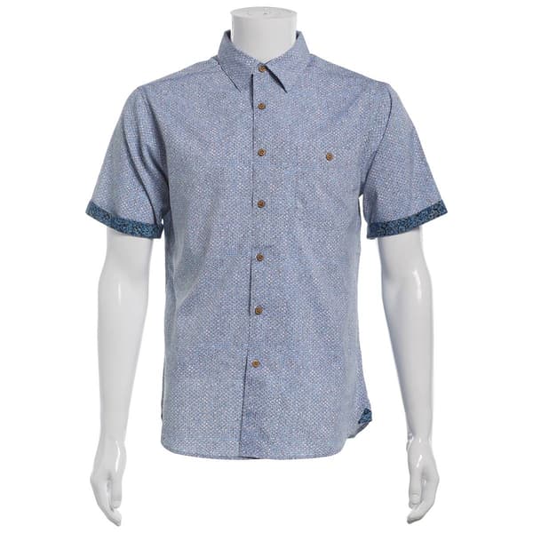 Mens Campia Short Sleeve Poly Spandex Button Down Shirt - Copen