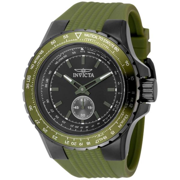 Mens Invicta Aviator Black Dial Stainless Steel Watch - 49311 - image 