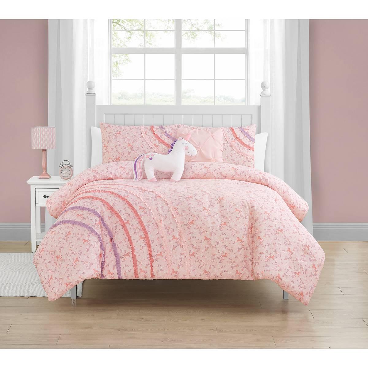 Alex & Bella Rainbow Ruffle Microfiber Comforter Bedding Set