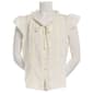 Juniors A. Byer Flutter Sleeve Babydoll Tie Neck Blouse - image 1