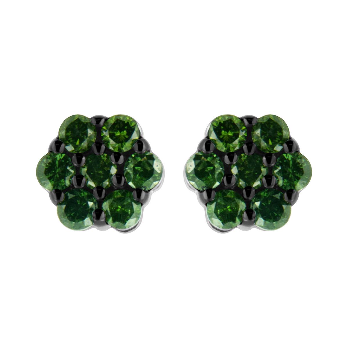 Radiant Rainbow™ 1/2ctw. Green Diamond Floral Earrings