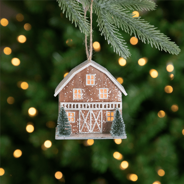Northlight Lighted Rustic Brown House Christmas Ornament