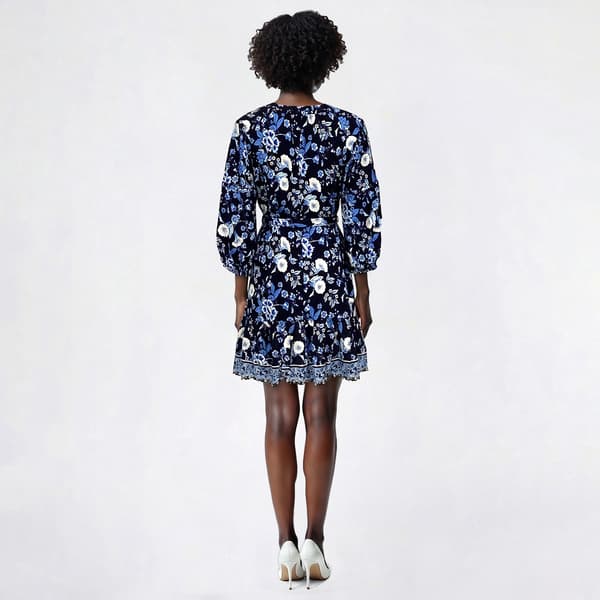 Womens Absolutely Famous 3/4 Sleeve Floral A-Line Dress