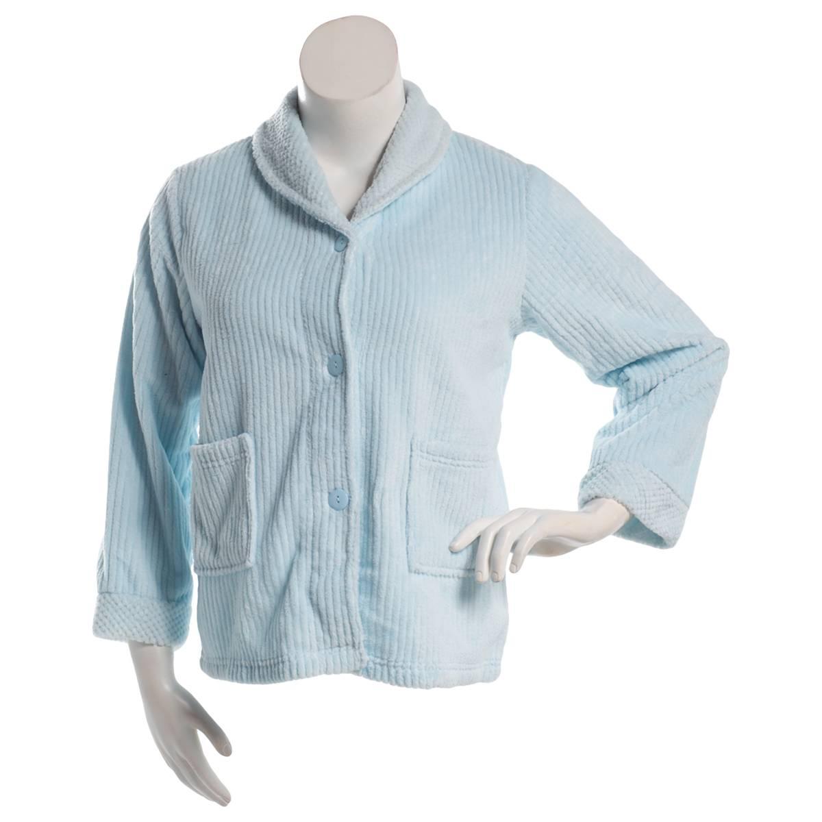Womens Loungee Long Sleeve Blue Peter Pan Drop Bed Jacket