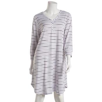 Plus Size Ellen Tracy 3/4 Sleeve Two Toned Stripe Nightshirt - Boscov's