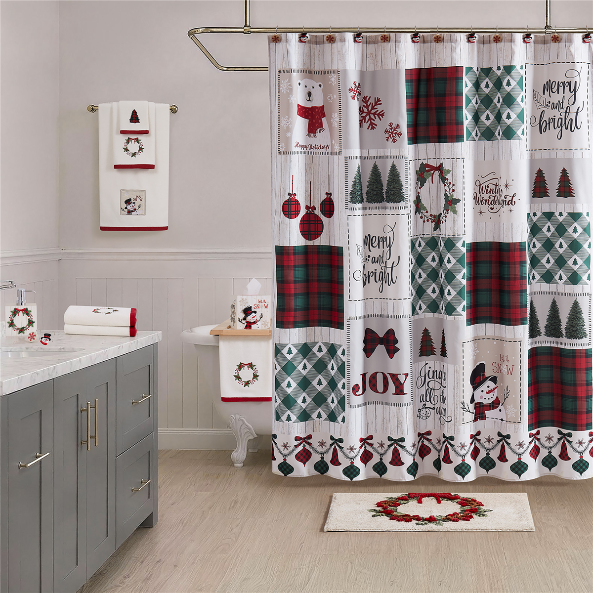 Avanti Patchwork Plaid Shower Curtain
