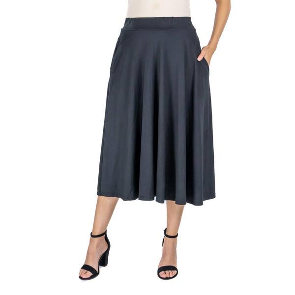 Womens 24/7 Comfort Apparel Pleated Elastic Waist Midi Skirt - image 