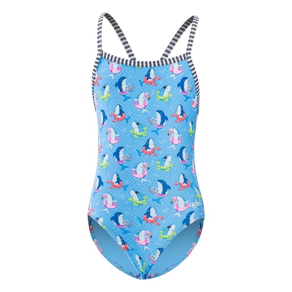 Girls &#40;8-16&#41; Dolfin&#174; Fin Floats Criss-Cross One Piece Swimsuit