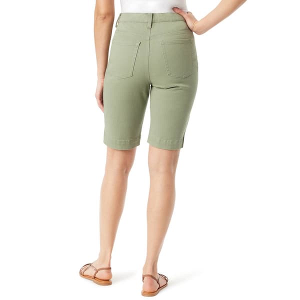 Petite Gloria Vanderbilt Amanda Solid Bermuda Shorts w/ Slit Hem