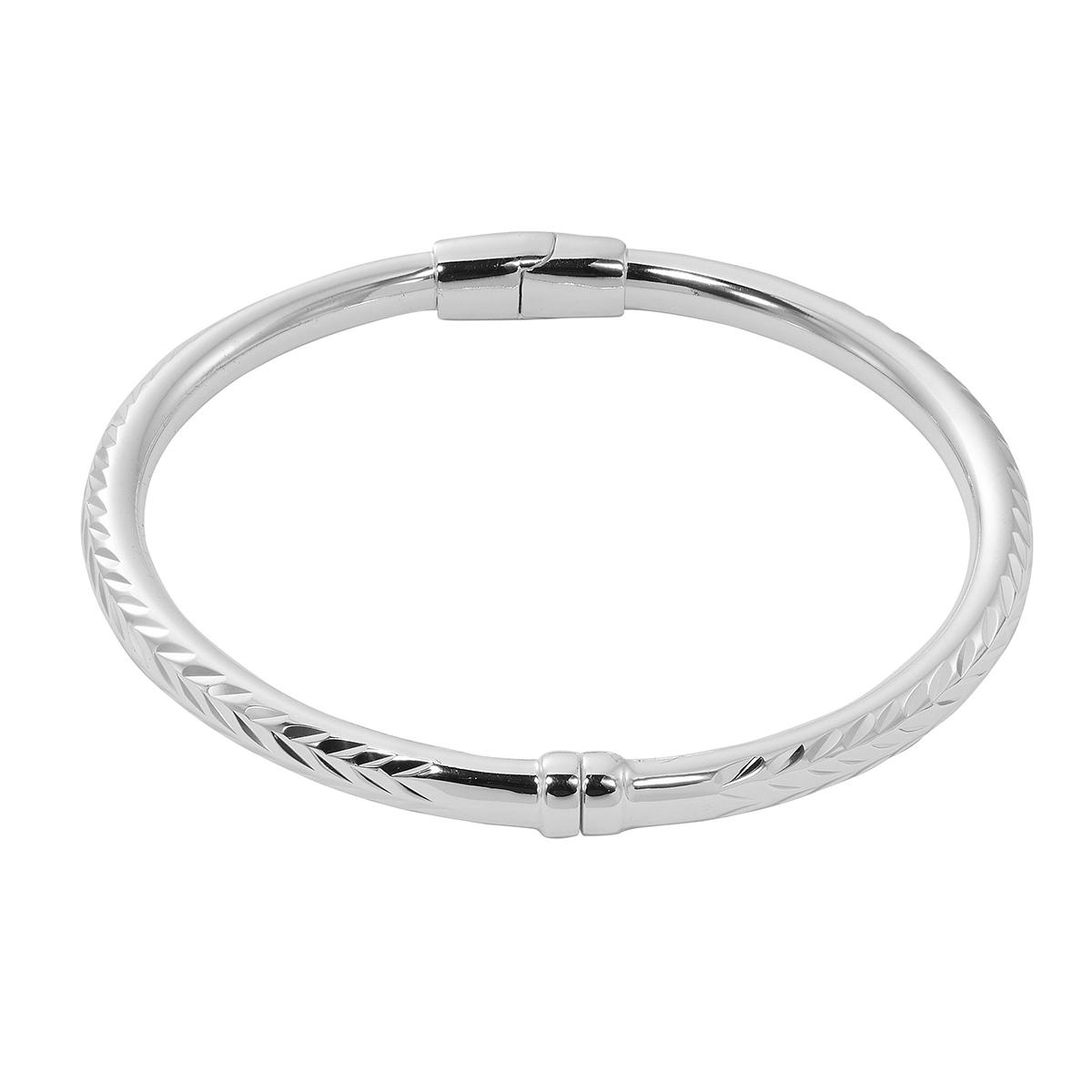 Danecraft Leaf Motive Diamond Cut Detail Bangle Bracelet