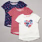 Girls (4-6x) Bkind 3pk. Floral/Stripe Americana Tees - image 2