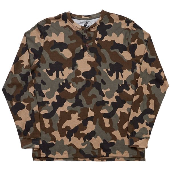 Mens Buckhorn River Thermal Long Sleeve Camo Henley - image 
