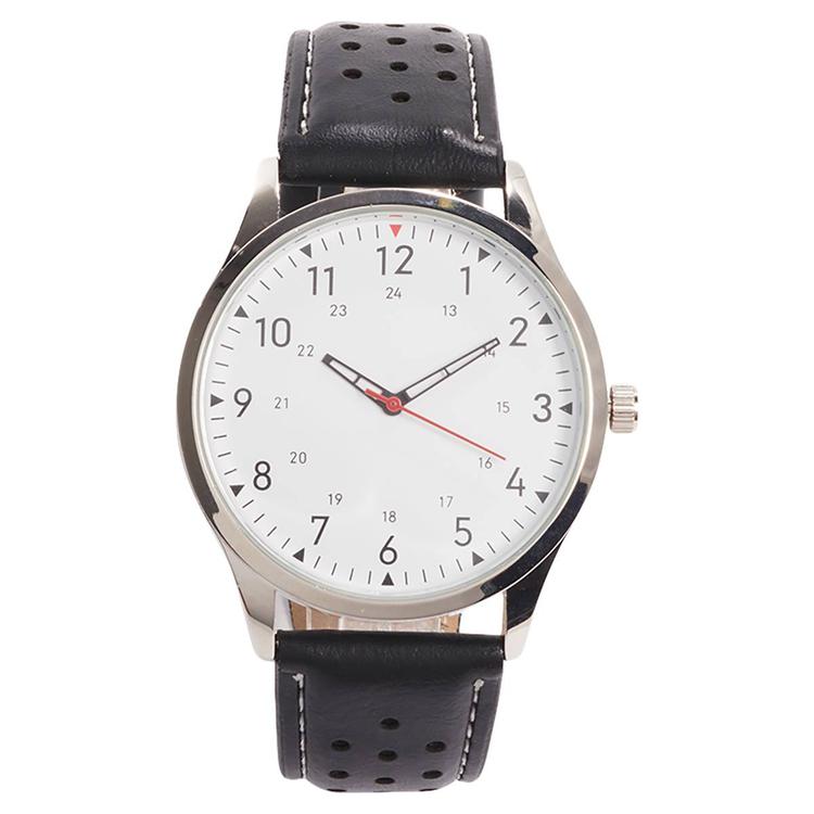Mens Silver Case & Bezel Watch with White Dial - 50734S-07-H02