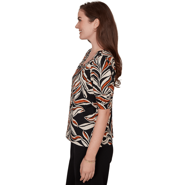 Womens Skye’s the Limit Key Items Elbow Sleeve Leaf Blouse