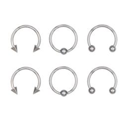 6pk. 16-Gauge Captive Bead Rings & Spikes Set