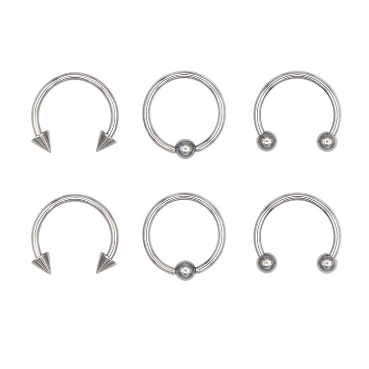 6pk. 16-Gauge Captive Bead Rings & Spikes Set