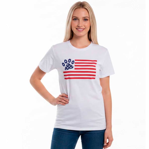 Womens JERZEES Short Sleeve Paw Flag Crew Neck Graphic Tee