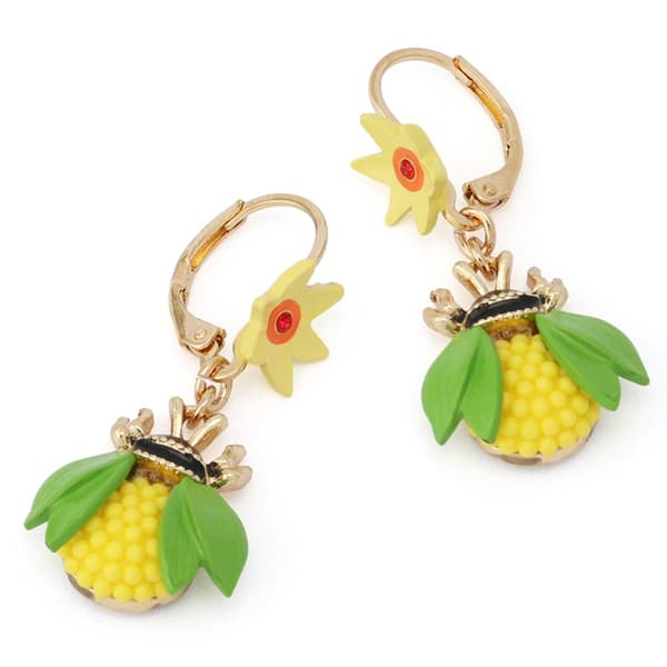 Betsey Johnson Hothouse Bloom Bee Drop Earrings