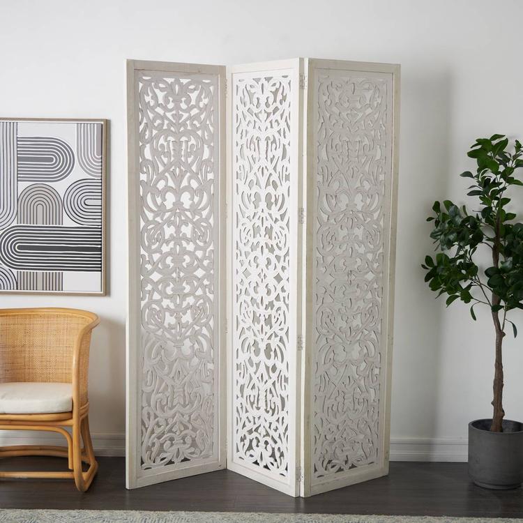 9th & Pike® Farmhouse White Wooden Room Divider Screen