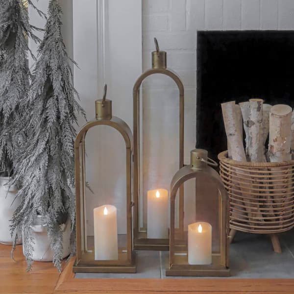 National Tree 28in. Large Arched Antique Bronze Candle Lantern
