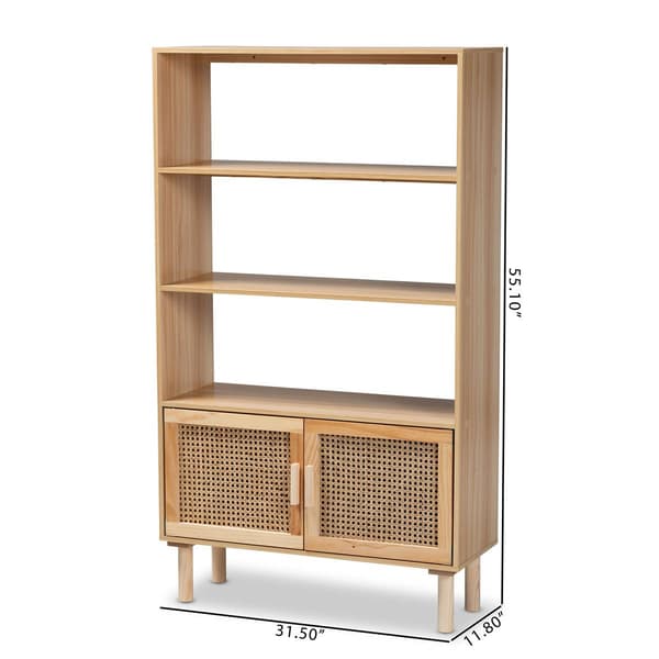 Baxton Studio Faulkne Natural Brown Wood 2-Door Bookcase