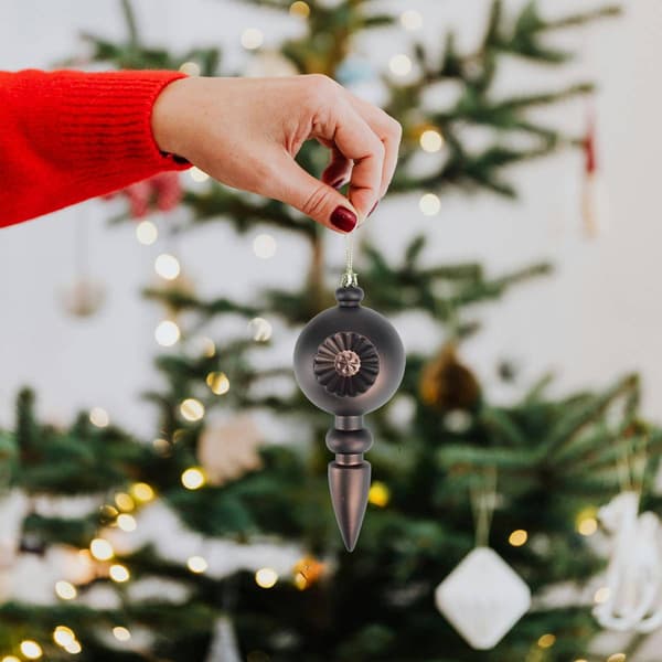 DAK 4ct. Brown Retro Reflect Christmas Finial Ornaments