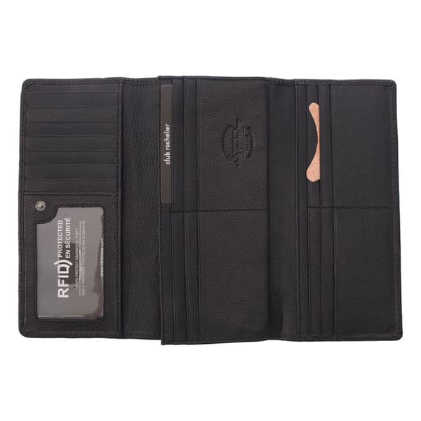 Womens Club Rochelier RFID Trifold Clutch Wallet with Gusset