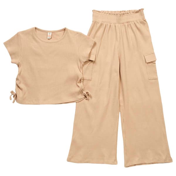 Girls &#40;7-16&#41; Sweet Butterfly&#40;R&#41; 2pc. Ruched Side Top & Rib Pant Set