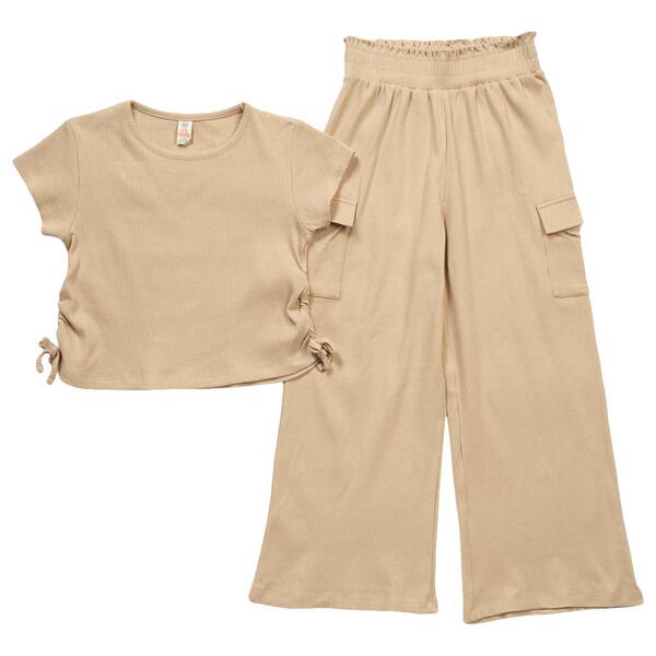 Girls &#40;7-16&#41; Sweet Butterfly&#40;R&#41; 2pc. Ruched Side Top & Rib Pant Set - image 