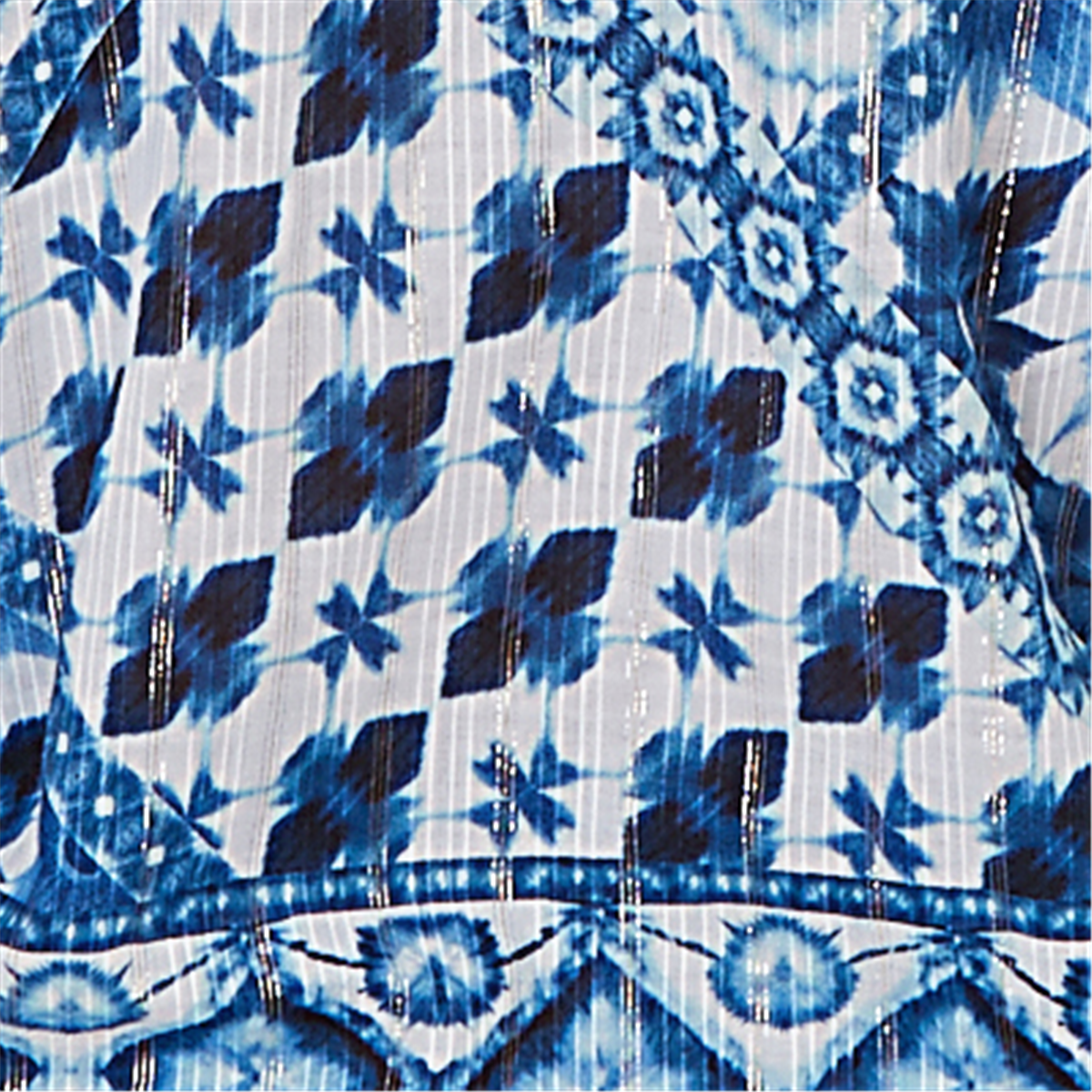 Petite Alfred Dunner Indigo Girls 3/4 Sleeve Patchwork Blouse