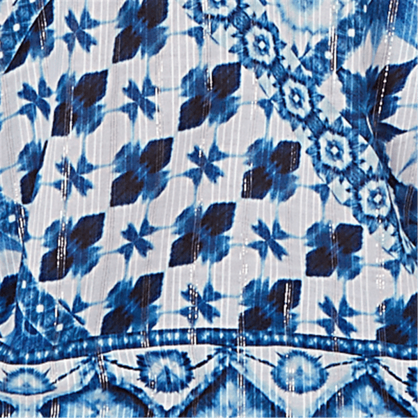 Petite Alfred Dunner Indigo Girls 3/4 Sleeve Patchwork Blouse
