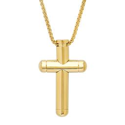 Mens 18kt. Gold Plated Cross Pendant Necklace