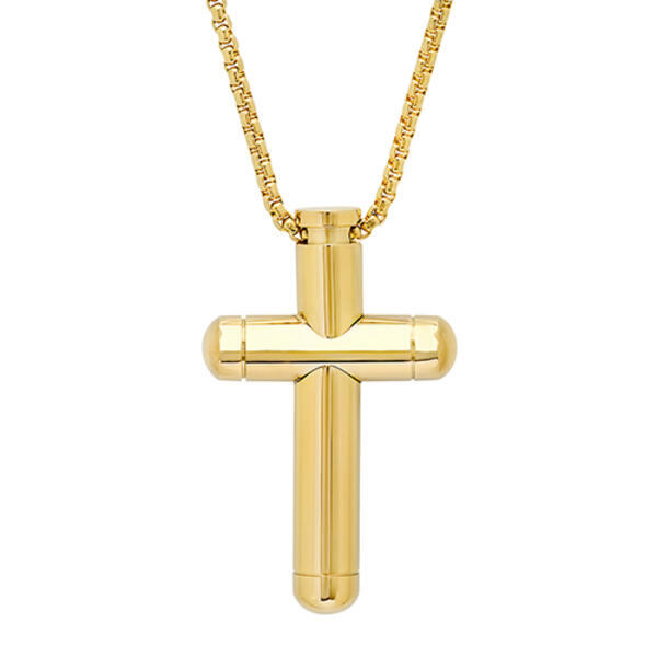 Mens 18kt. Gold Plated Cross Pendant Necklace - image 