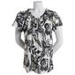 Womens Absolutely Famous Flutter Sleeve Floral Tie Notch Neck Top - image 1