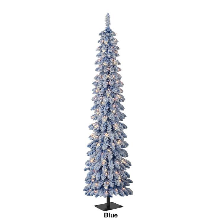 Puleo International 6ft. Pre-Lit Flocked Alpine Christmas Tree