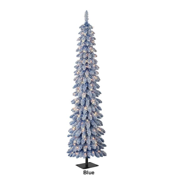 Puleo International 6ft. Pre-Lit Flocked Alpine Christmas Tree