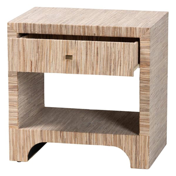 bali & pari Julia Bohemian Woven Natural Grasscloth Nightstand
