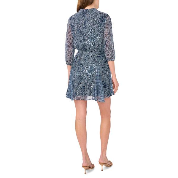 Womens MSK Long Sleeve Floral Medallion A-Line Dress