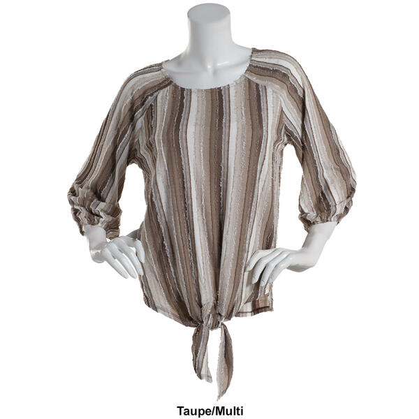 Plus Size Preswick & Moore 3/4 Sleeve Tie Front Knit Blouse