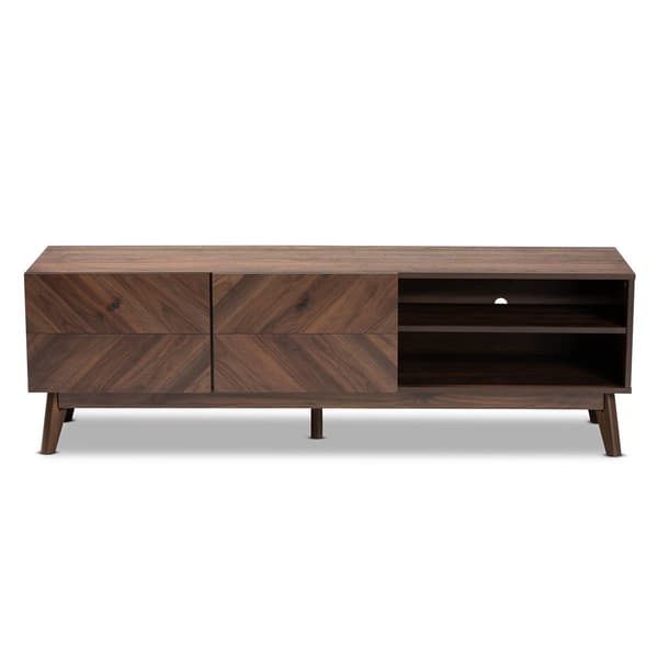 Baxton Studio Hartman Mid-Century Walnut Brown Wood TV Stand