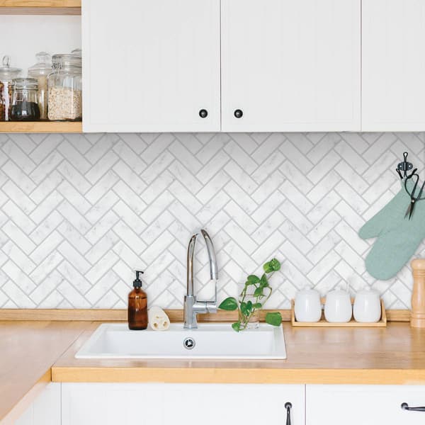 RoomMates&#174; Marble Herringbone Peel & Stick Tiles